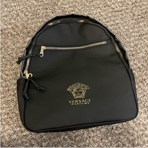 Versace Black Leather Backpack with Medusa Logo